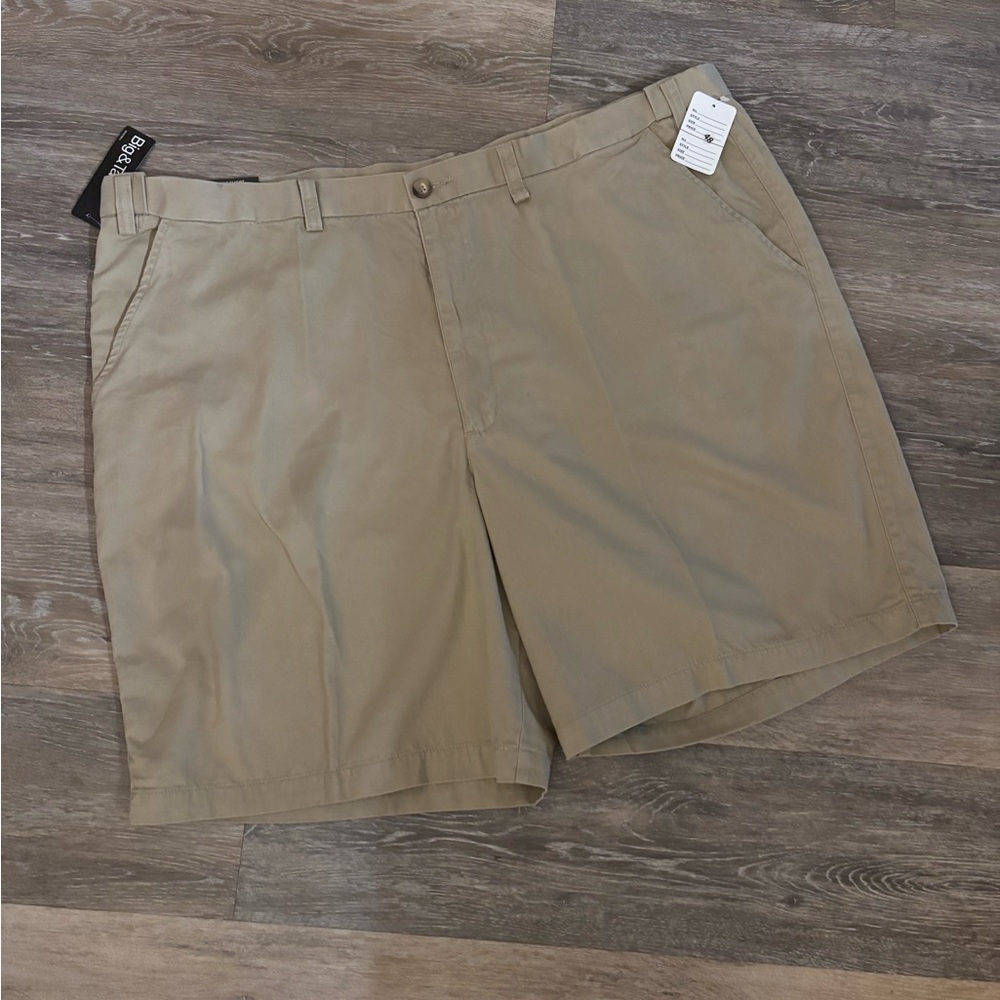 Men's St John’s Bay Khaki Chino Shorts Flat Front Sz 48 NWT